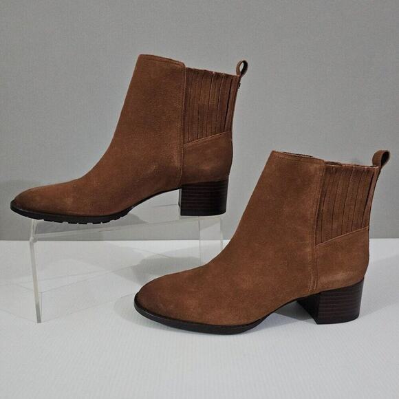 Sam Edelman Kaiti Zip Ankle Bootie Womens 7.5 Brown Suede Low Heel Western NEW - Picture 2 of 13